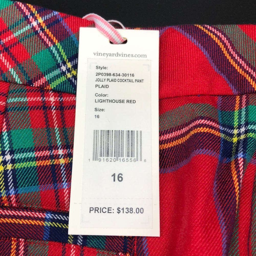 NWT Vineyard Vines Jolly Plaid Cocktail Pant Sz 16 - Picture 4 of 10